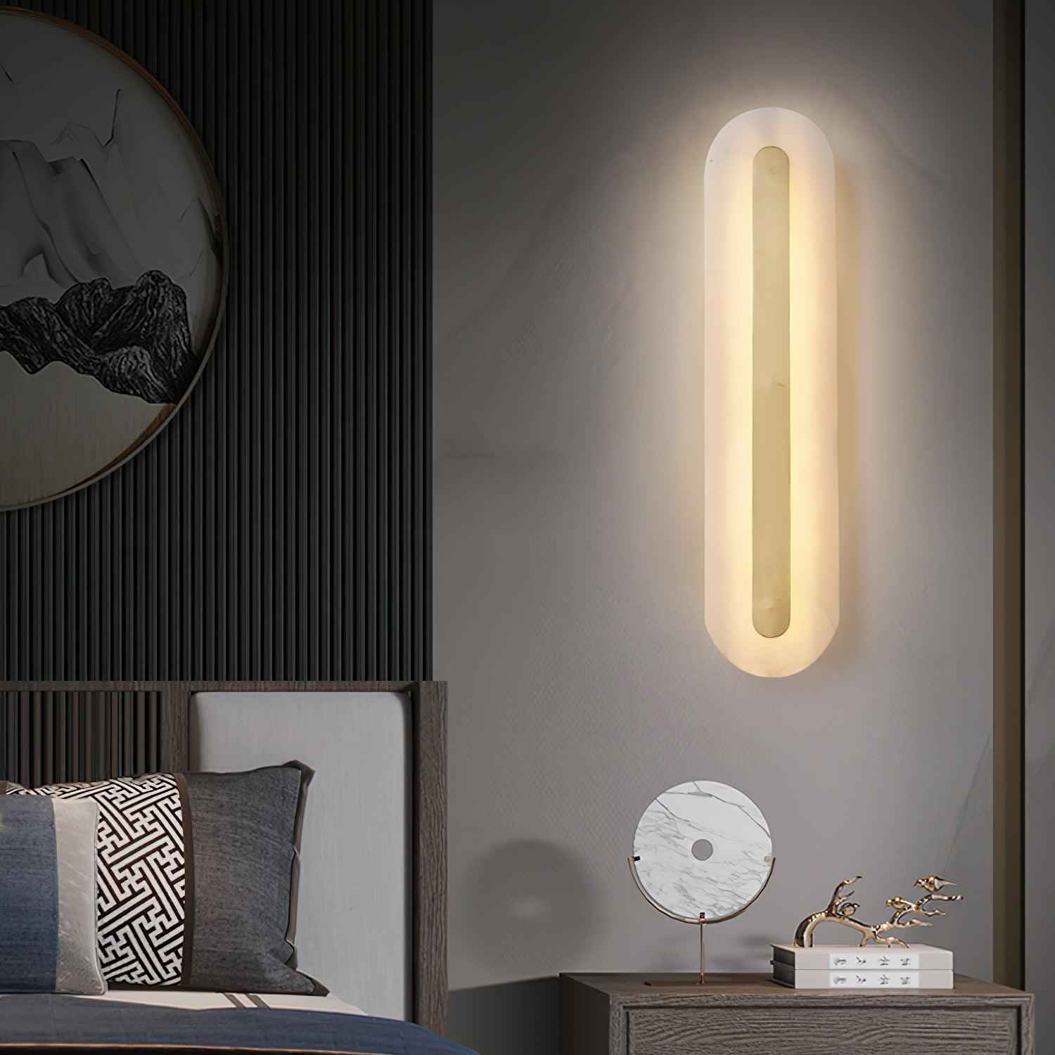 Bello Wandlamp | Wit Albast & Messing, Geïntegreerde LED