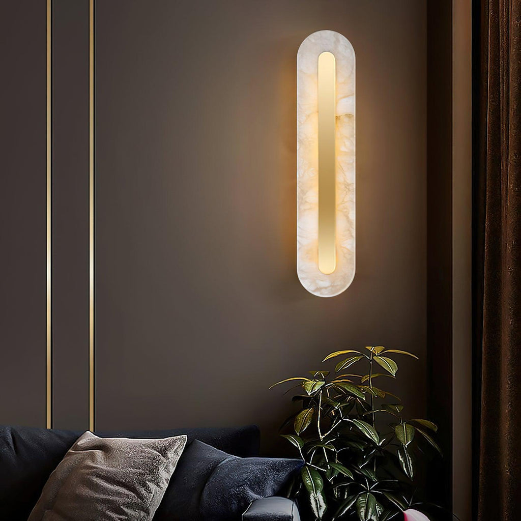 Bello Wandlamp | Wit Albast & Messing, Geïntegreerde LED