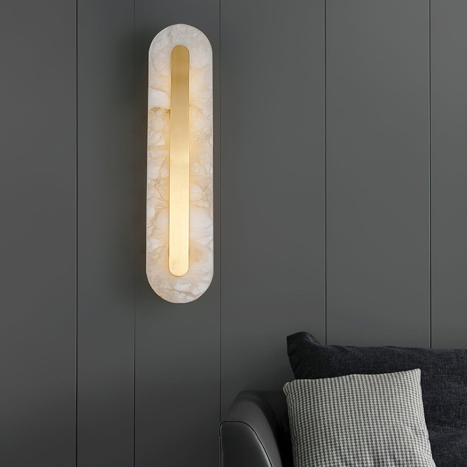 Bello Wandlamp | Wit Albast & Messing, Geïntegreerde LED