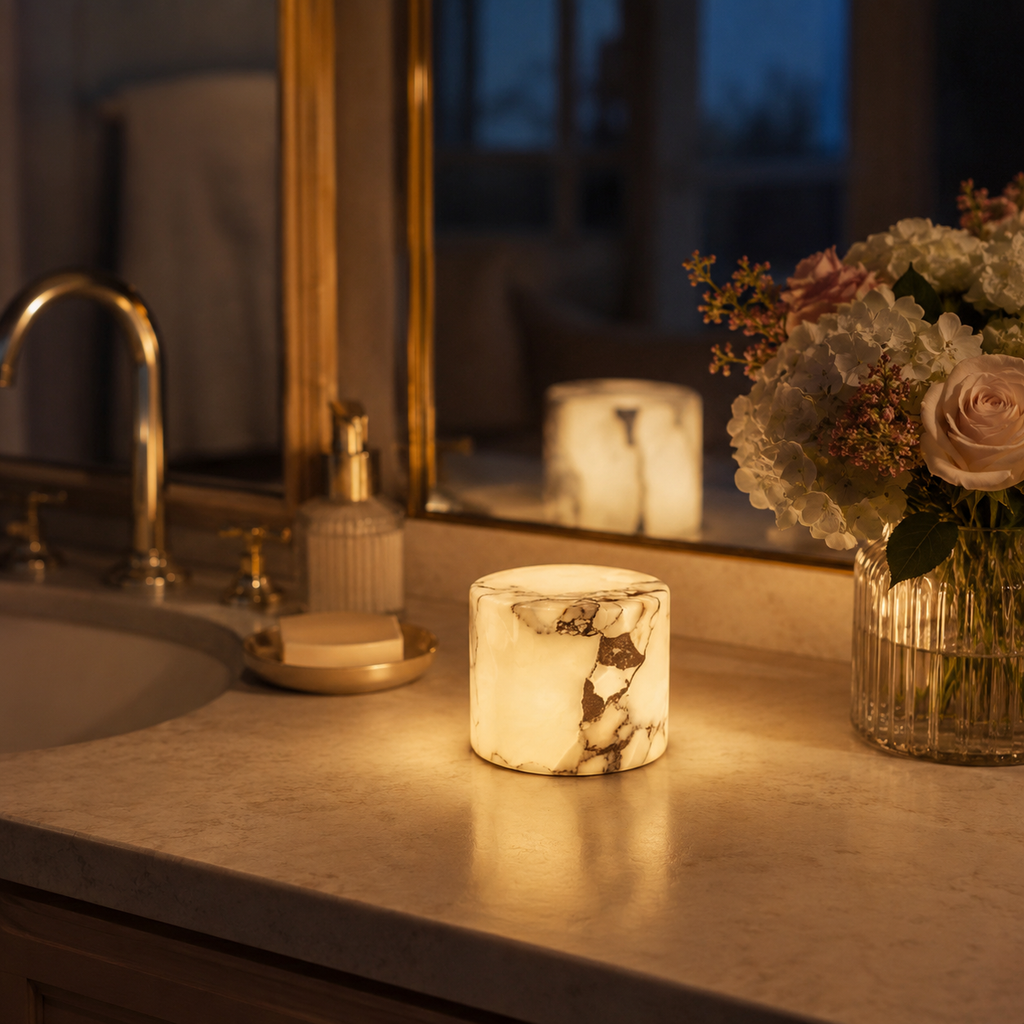 Table Lamp Rechargeable Marble Touch Control USB C Warm White