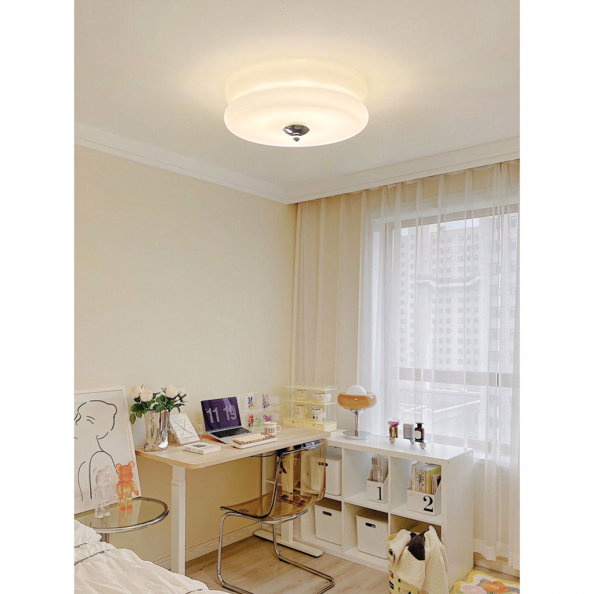 Molded Glass Dome LED Semi-Flush Ceiling Light
