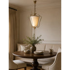 Pleated Fabric Scroll-Arm Lantern Pendant Light
