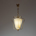 Pleated Fabric Scroll-Arm Lantern Pendant Light