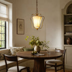 Pleated Fabric Scroll-Arm Lantern Pendant Light