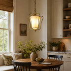 Pleated Fabric Scroll-Arm Lantern Pendant Light