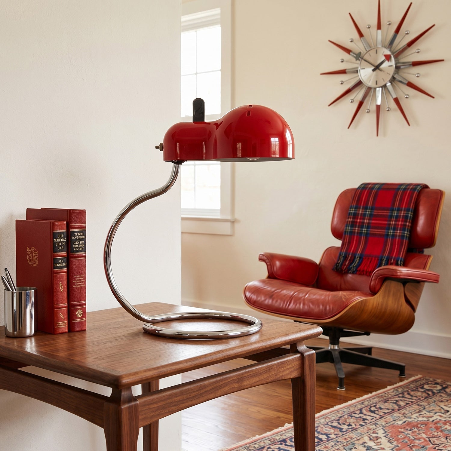Cantilevered Chrome Loop Retro Desk Lamp