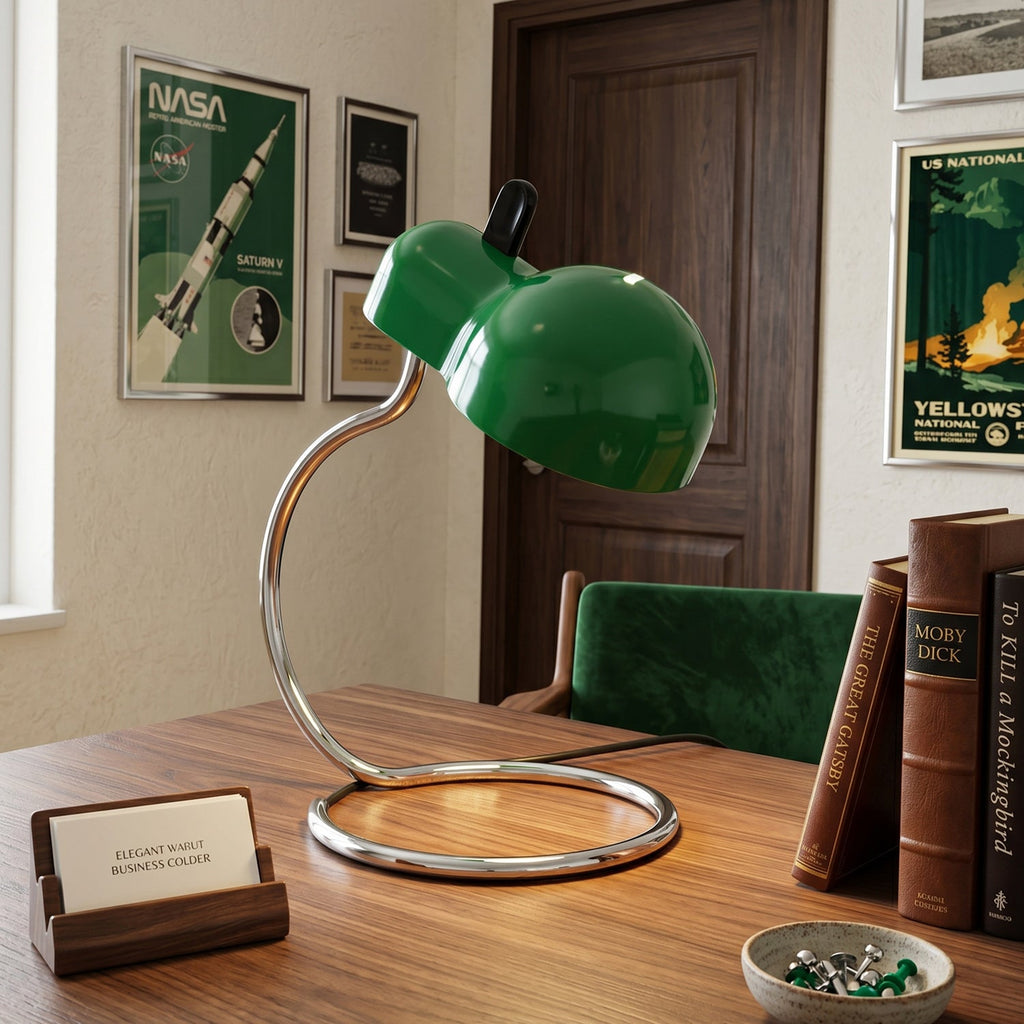 Cantilevered Chrome Loop Retro Desk Lamp