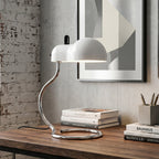 Cantilevered Chrome Loop Retro Desk Lamp