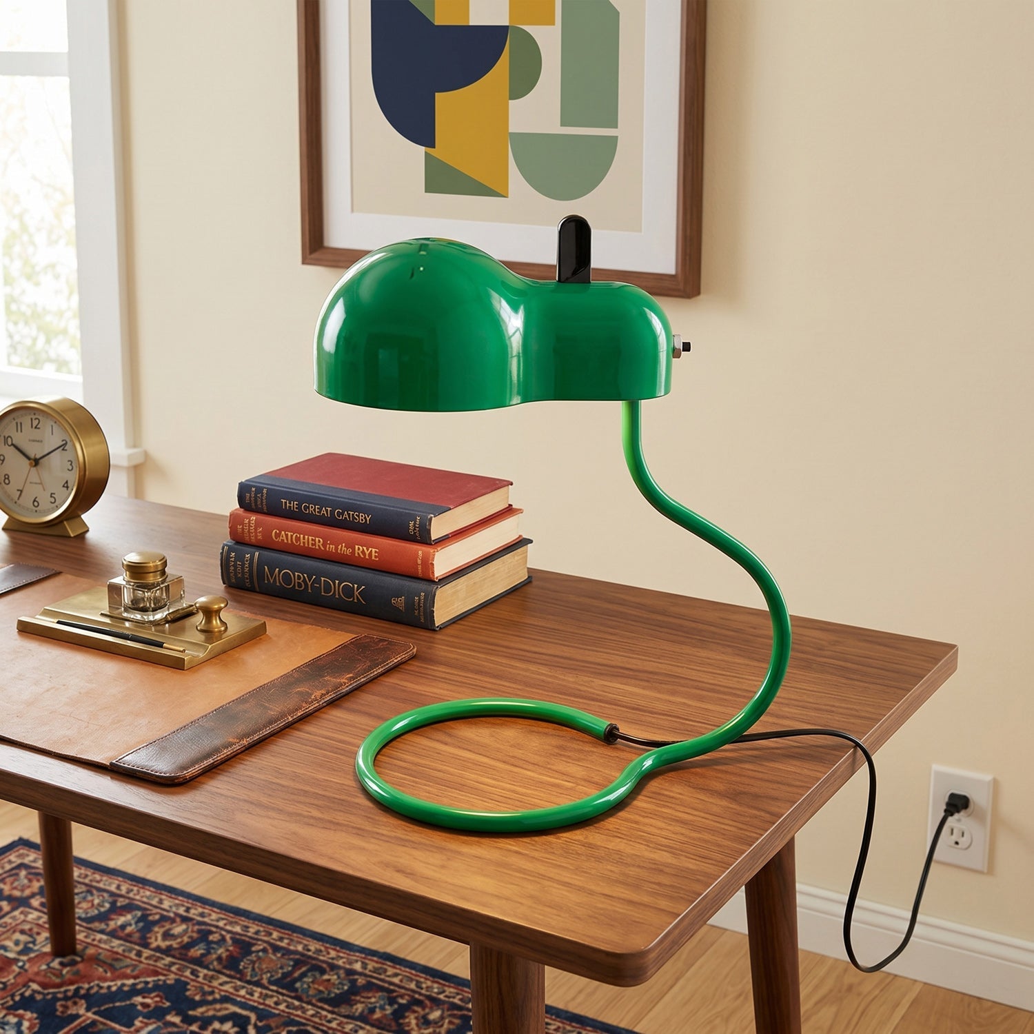 Cantilevered Chrome Loop Retro Desk Lamp