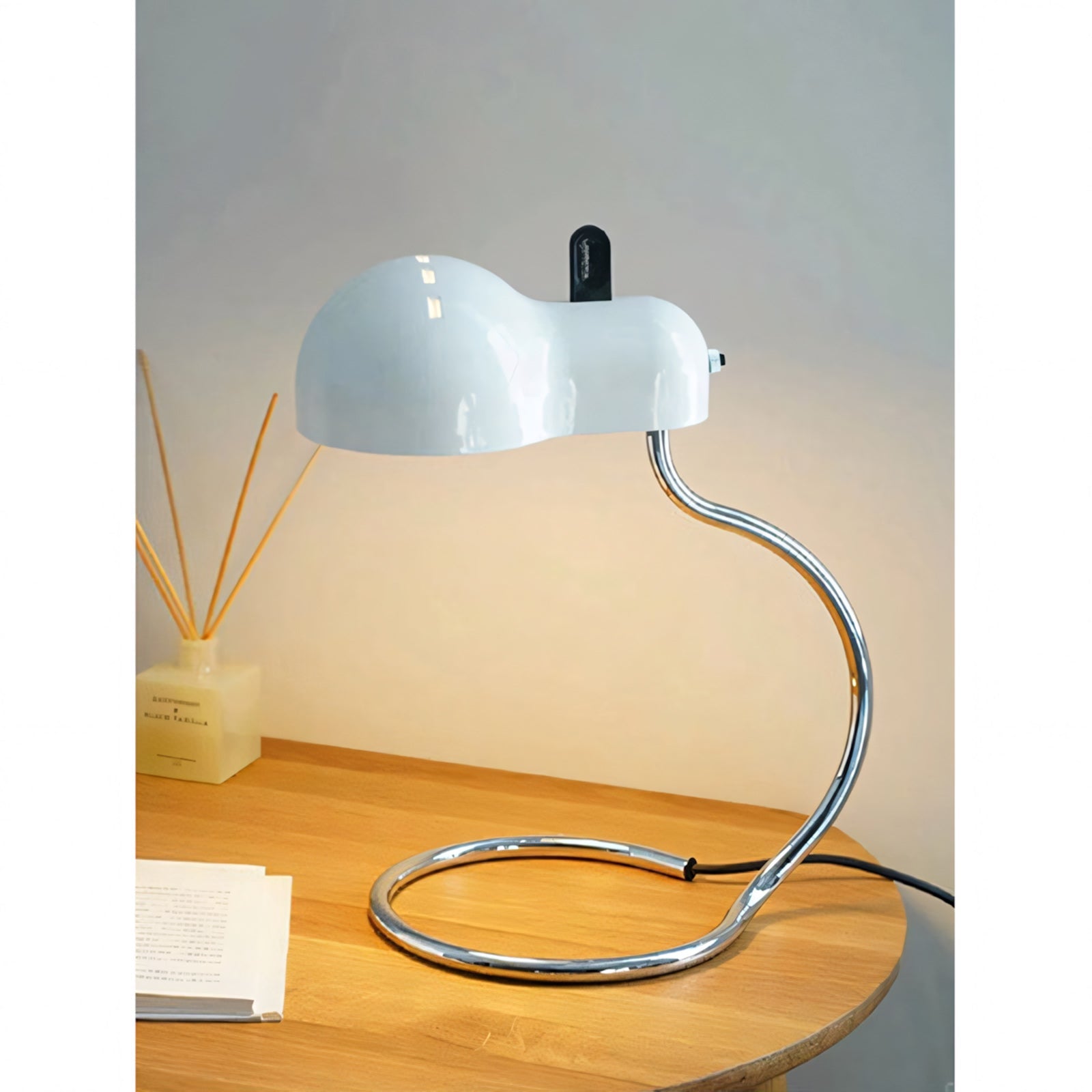 Cantilevered Chrome Loop Retro Desk Lamp
