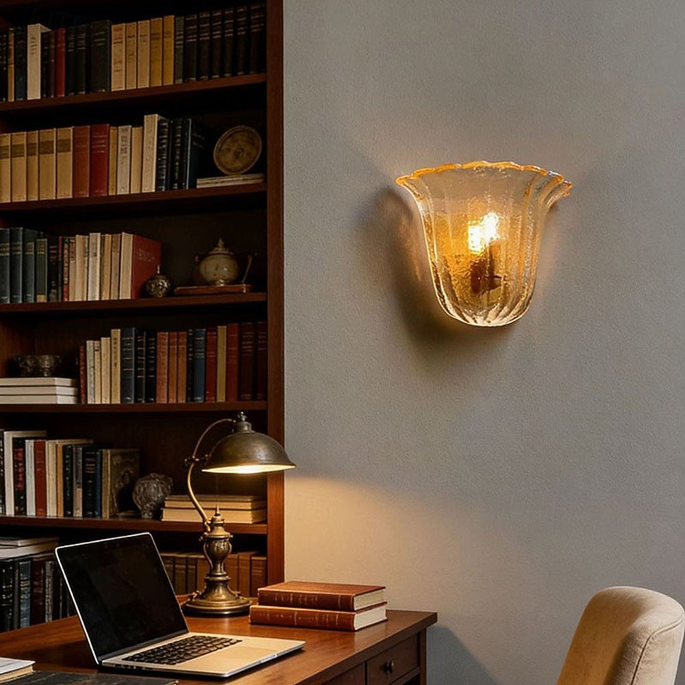 Scalloped Ice-Texture Glass Wall Sconce