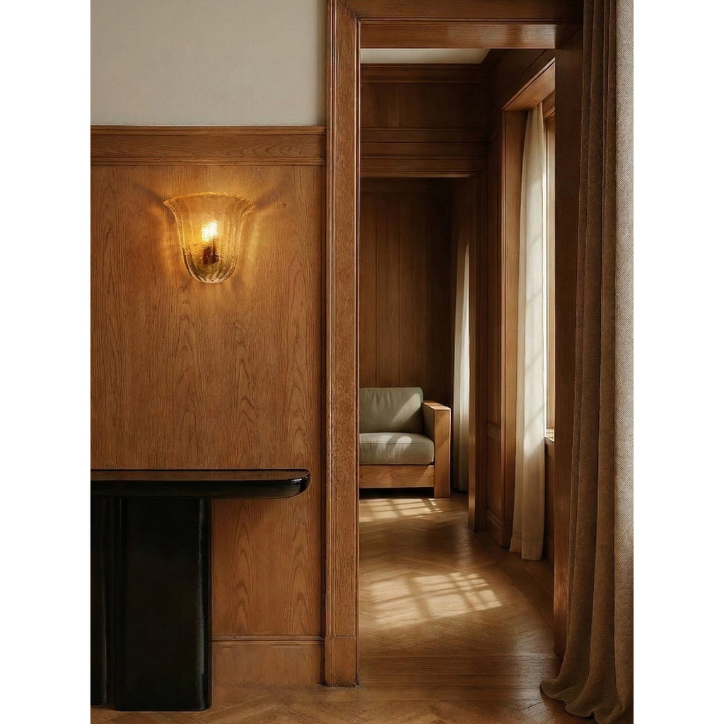 Scalloped Ice-Texture Glass Wall Sconce