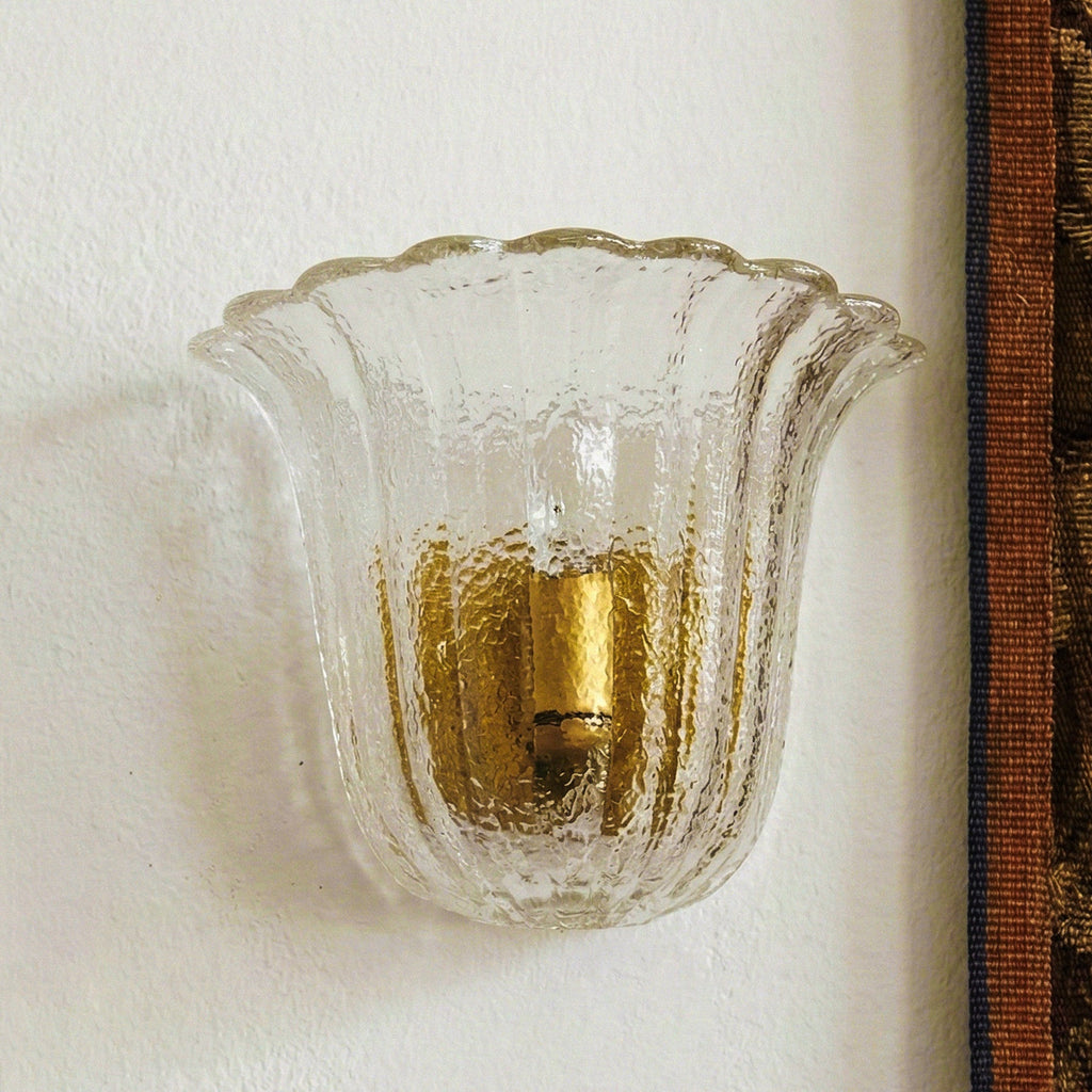 Scalloped Ice-Texture Glass Wall Sconce