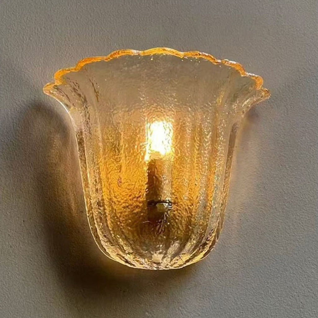 Scalloped Ice-Texture Glass Wall Sconce