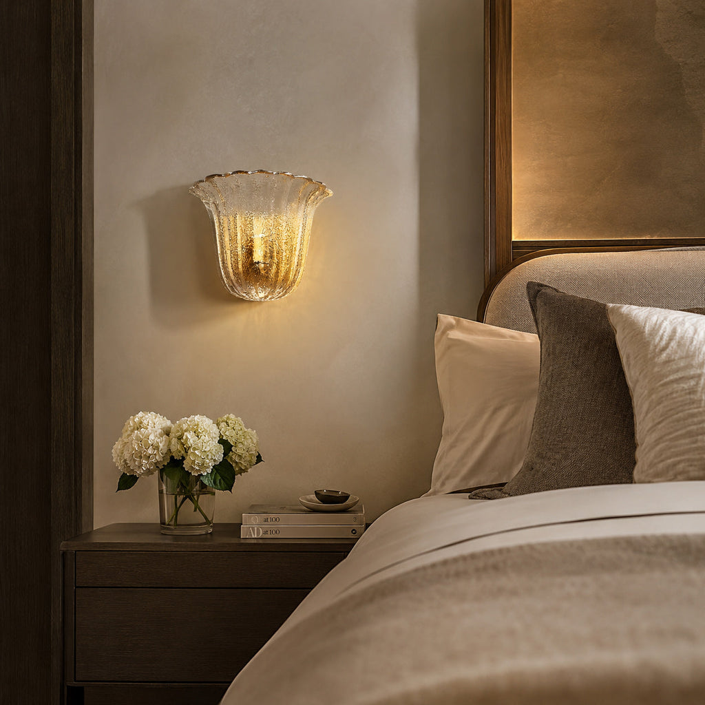 Scalloped Ice-Texture Glass Wall Sconce