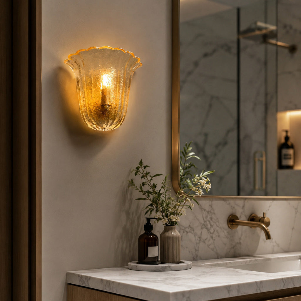 Scalloped Ice-Texture Glass Wall Sconce
