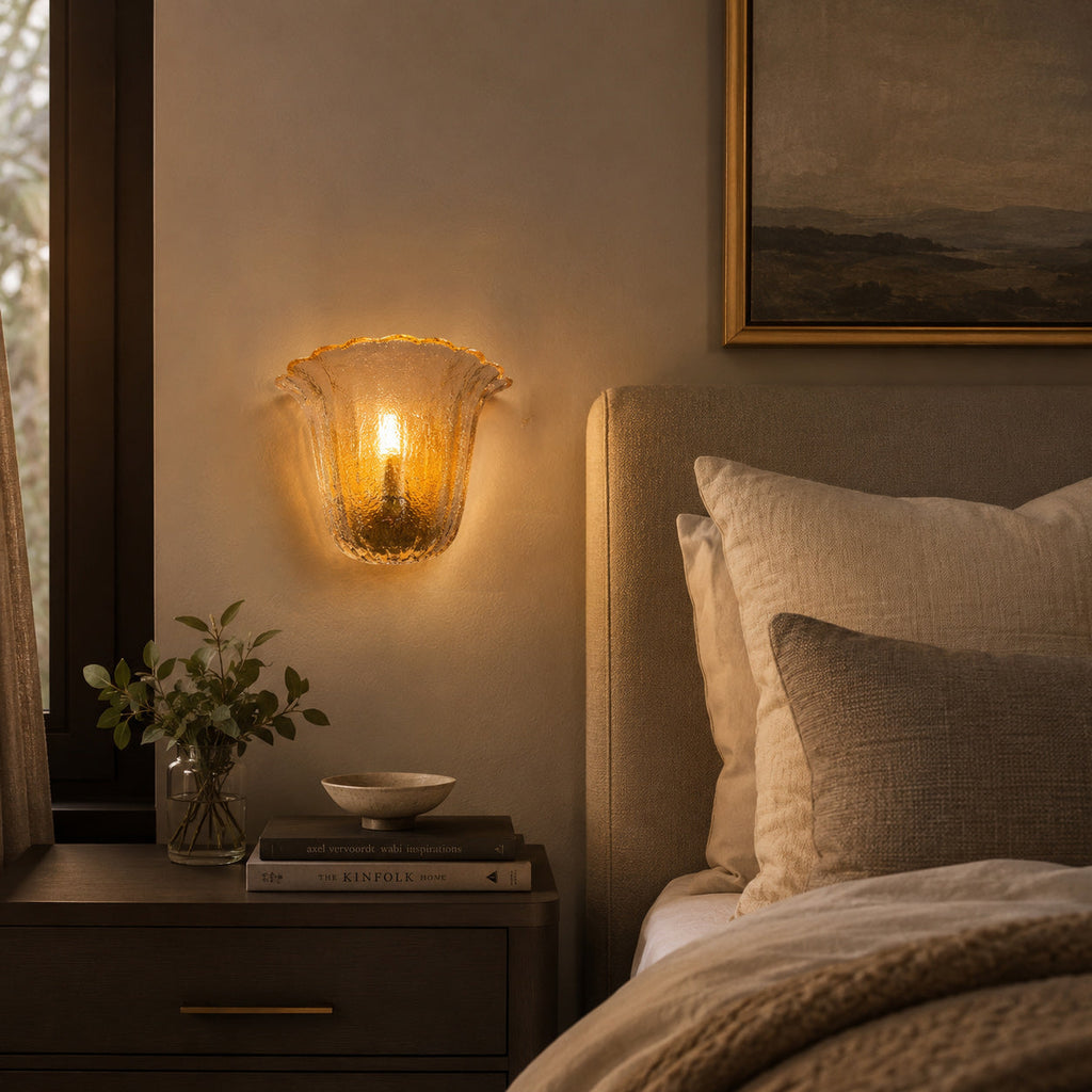Scalloped Ice-Texture Glass Wall Sconce