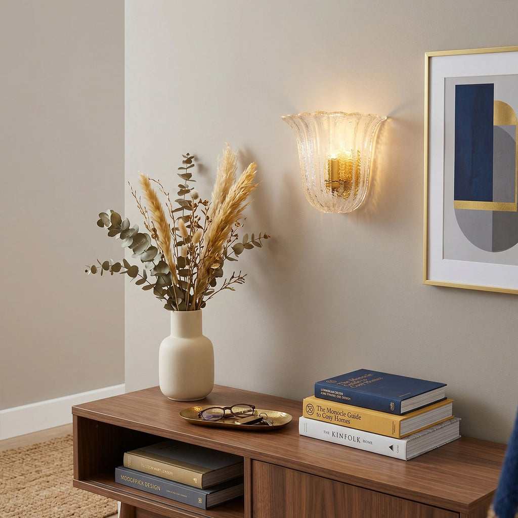 Scalloped Ice-Texture Glass Wall Sconce
