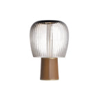 Saddle-Stitched Leather Fluted Glass Table Lamp