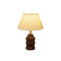 Dimpled Wood Base Linen Shade Table Lamp