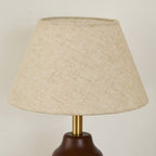 Dimpled Wood Base Linen Shade Table Lamp