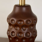 Dimpled Wood Base Linen Shade Table Lamp