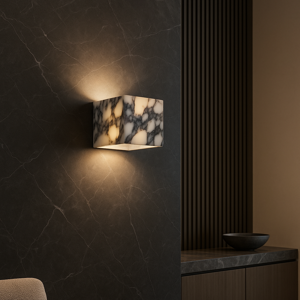 MarmoLux: LED Wall Light Marble Cube – Modern Wall Light & Design