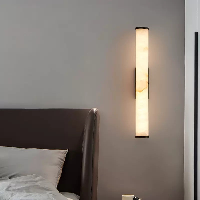 MarmoLux: Modern LED Wall Light with Spanish Marble Look & Copper Detail – for Bedroom & Living Room