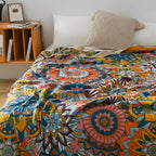 Marrakech Weaving: Breathable Cotton Blanket with Moroccan Jacquard Floral Pattern & Elegant Texture – for Sofa & Bedroom