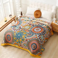 Marrakech Weaving: Breathable Cotton Blanket with Moroccan Jacquard Floral Pattern & Elegant Texture – for Sofa & Bedroom