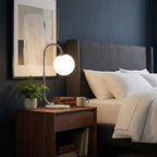 Frosted Glass Shade Marble Base Table Lamp