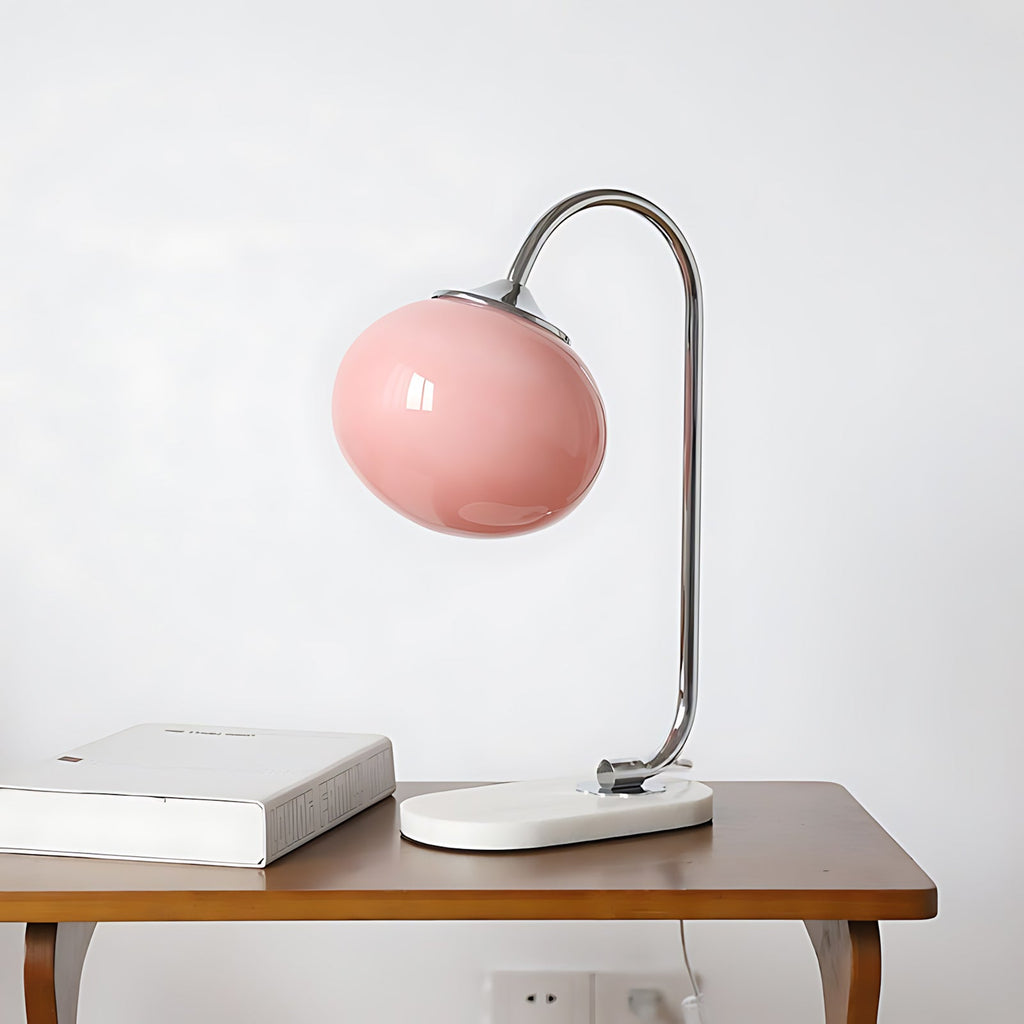 Frosted Glass Shade Marble Base Table Lamp