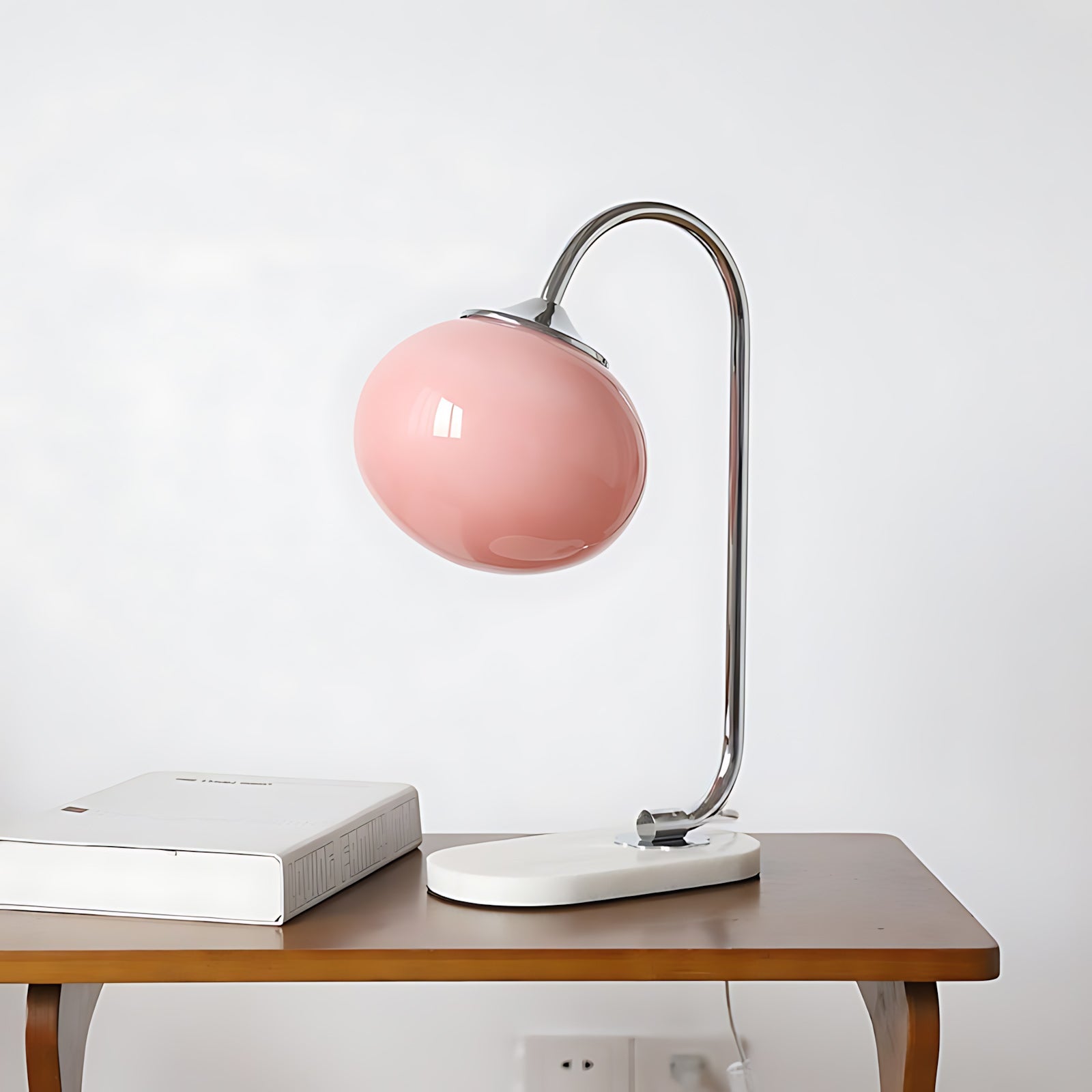 Frosted Glass Shade Marble Base Table Lamp