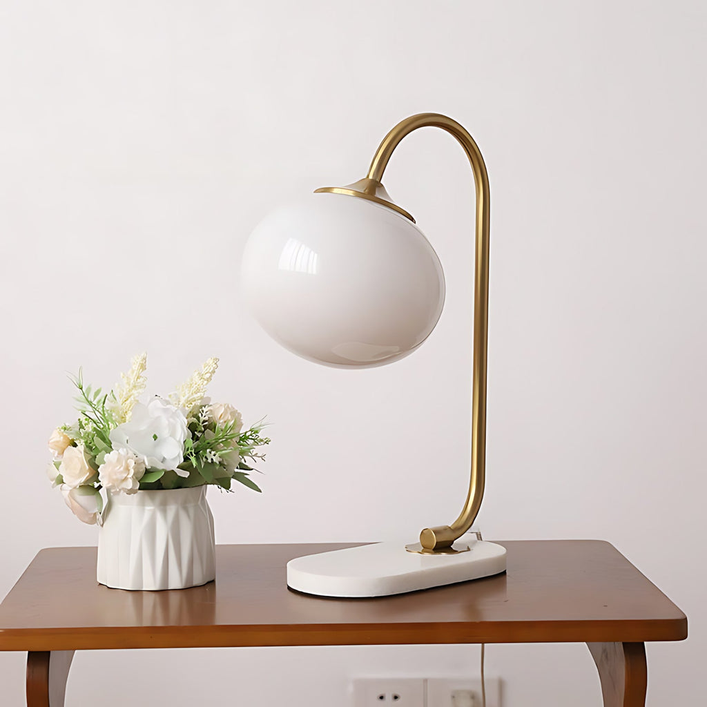 Frosted Glass Shade Marble Base Table Lamp