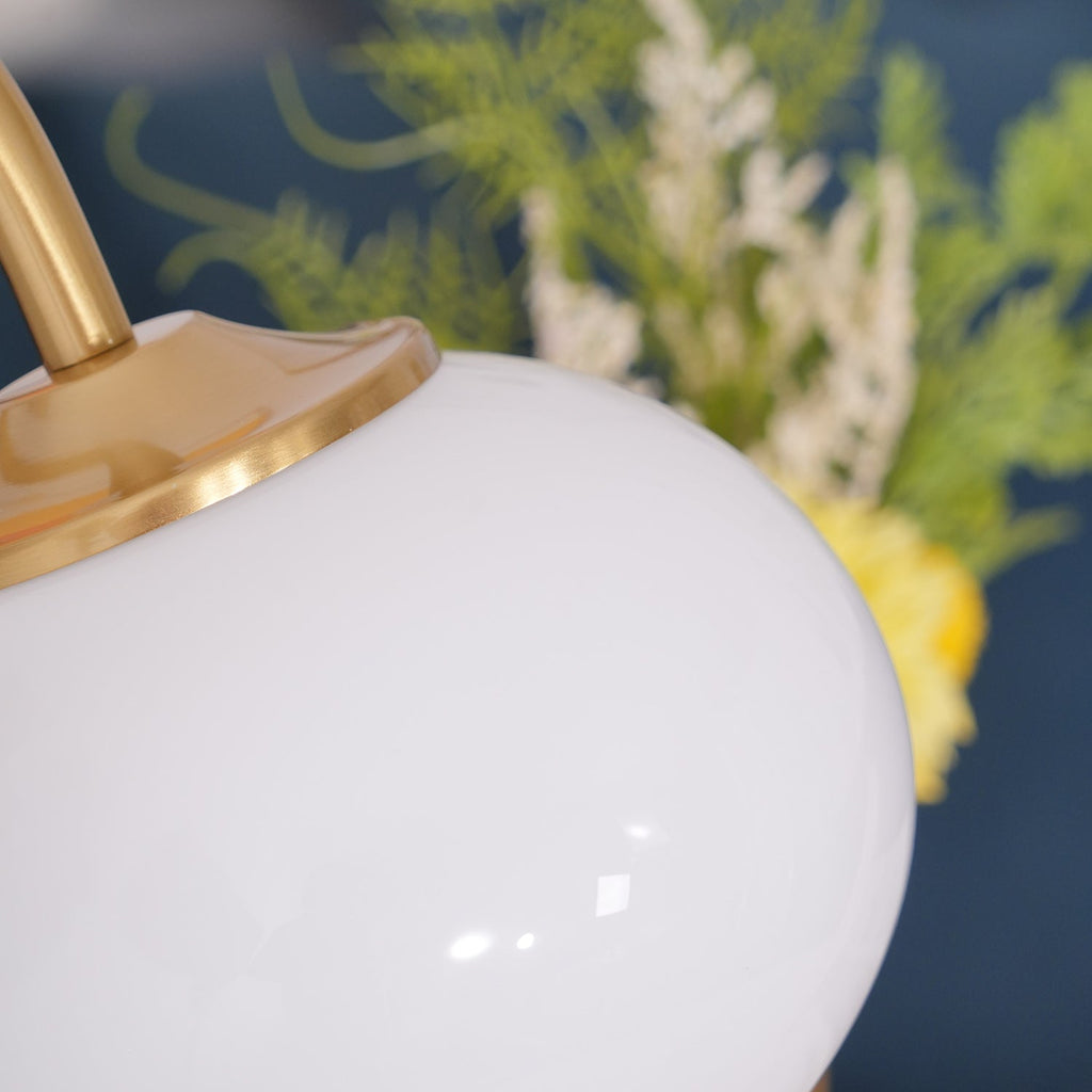 Frosted Glass Shade Marble Base Table Lamp