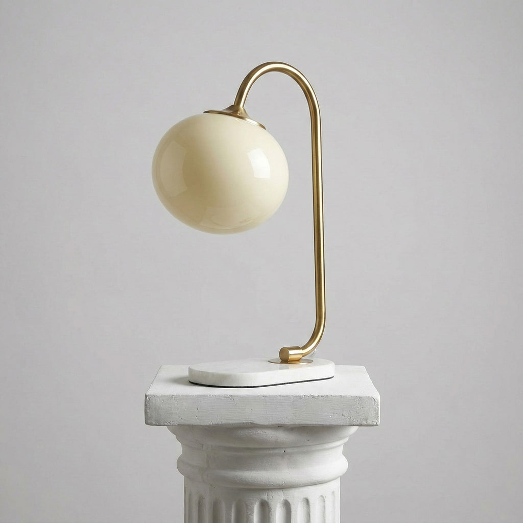 Frosted Glass Shade Marble Base Table Lamp