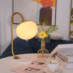 Frosted Glass Shade Marble Base Table Lamp