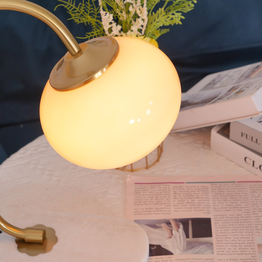 Frosted Glass Shade Marble Base Table Lamp