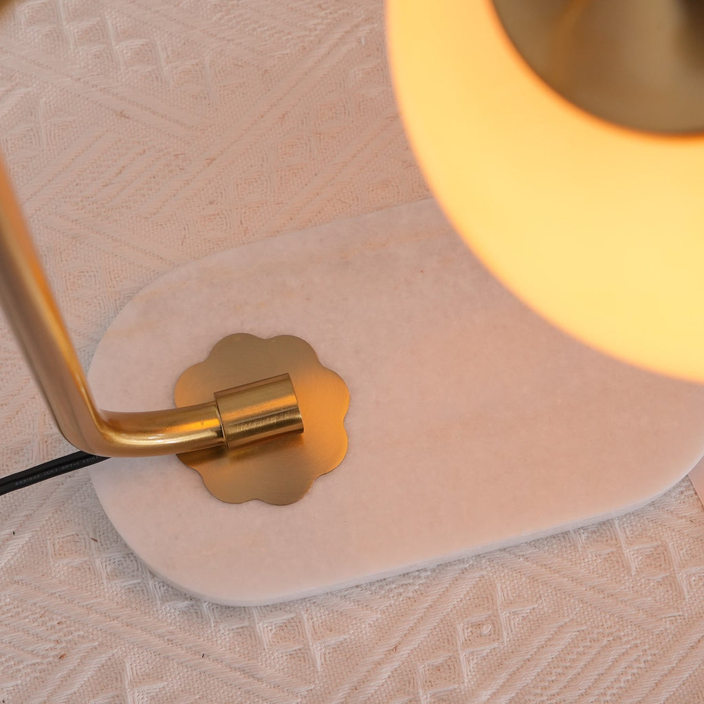 Frosted Glass Shade Marble Base Table Lamp