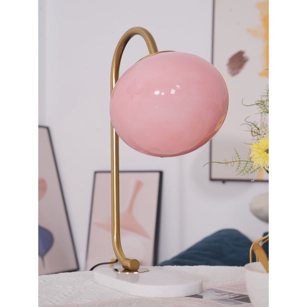 Frosted Glass Shade Marble Base Table Lamp