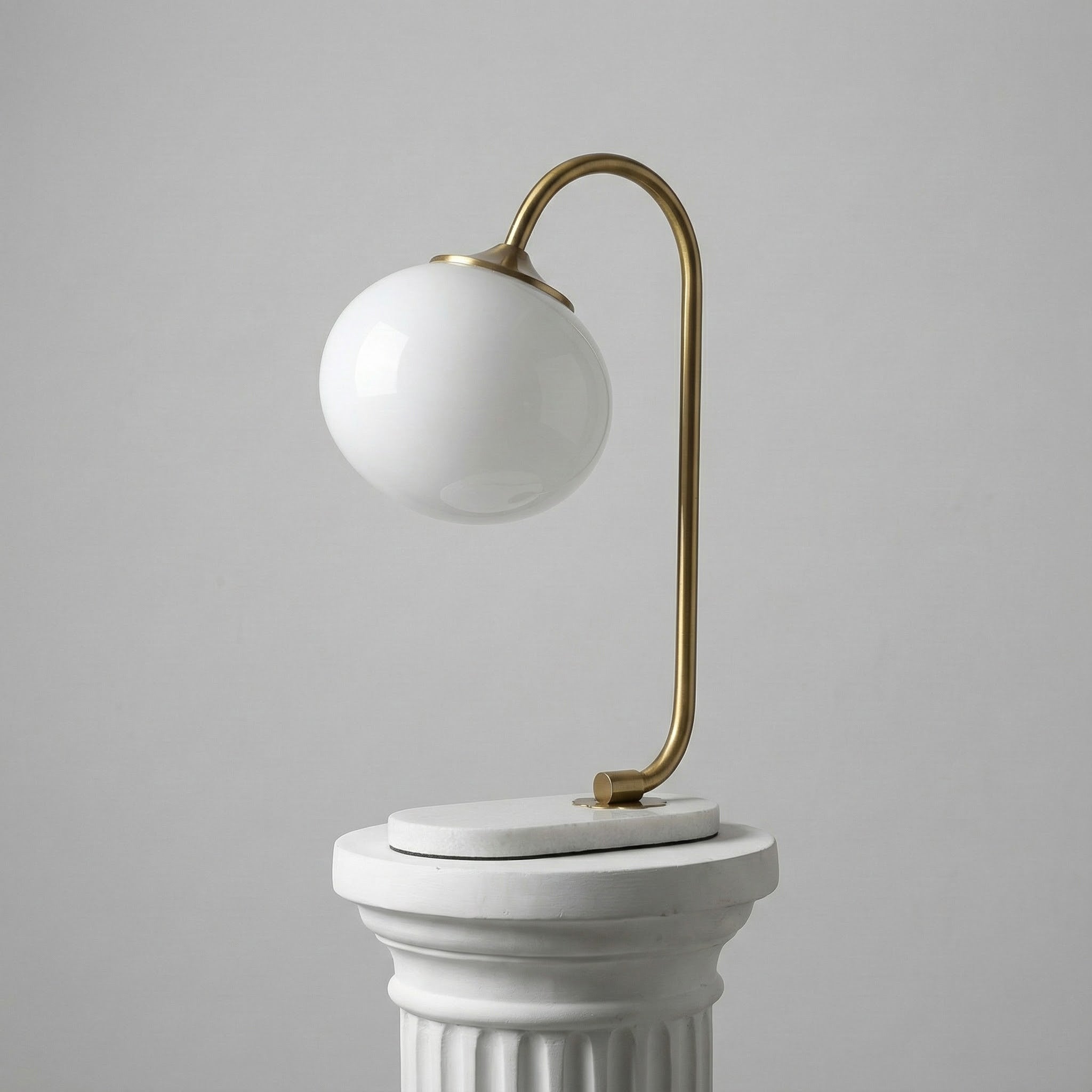 Frosted Glass Shade Marble Base Table Lamp