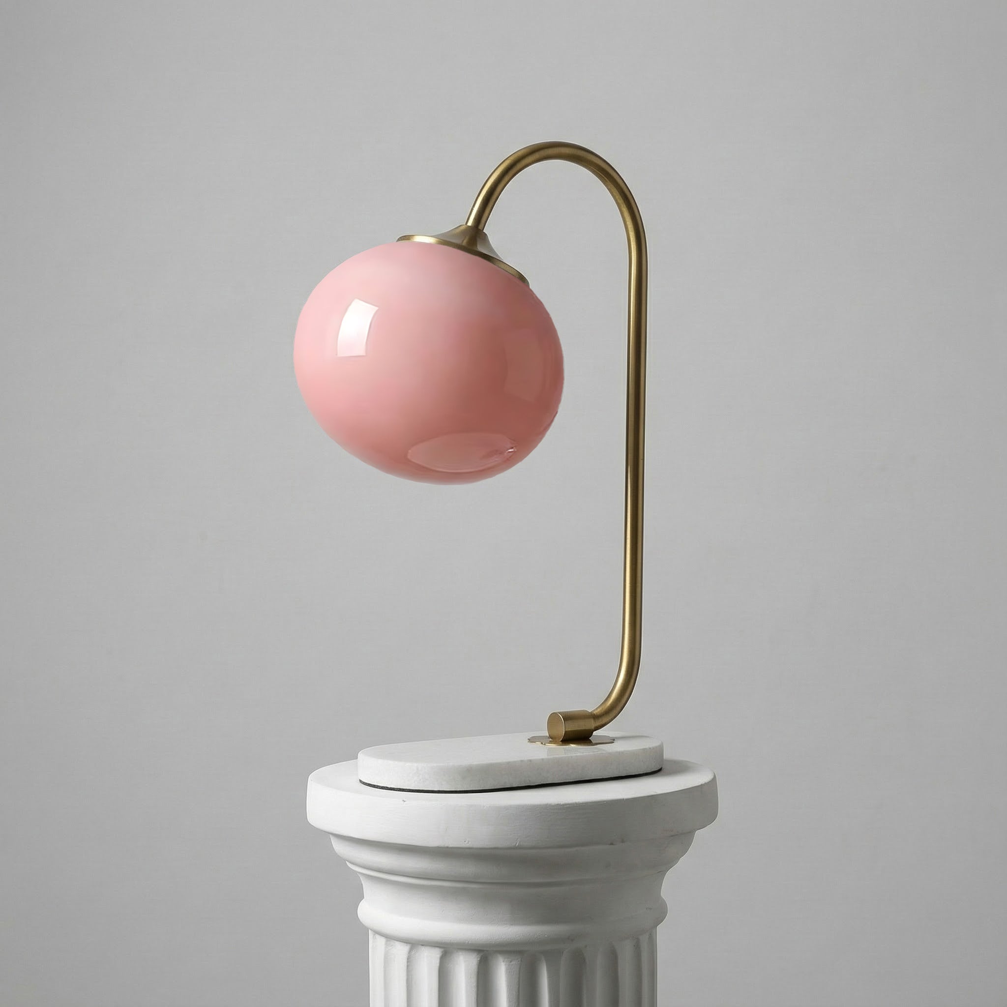 Frosted Glass Shade Marble Base Table Lamp