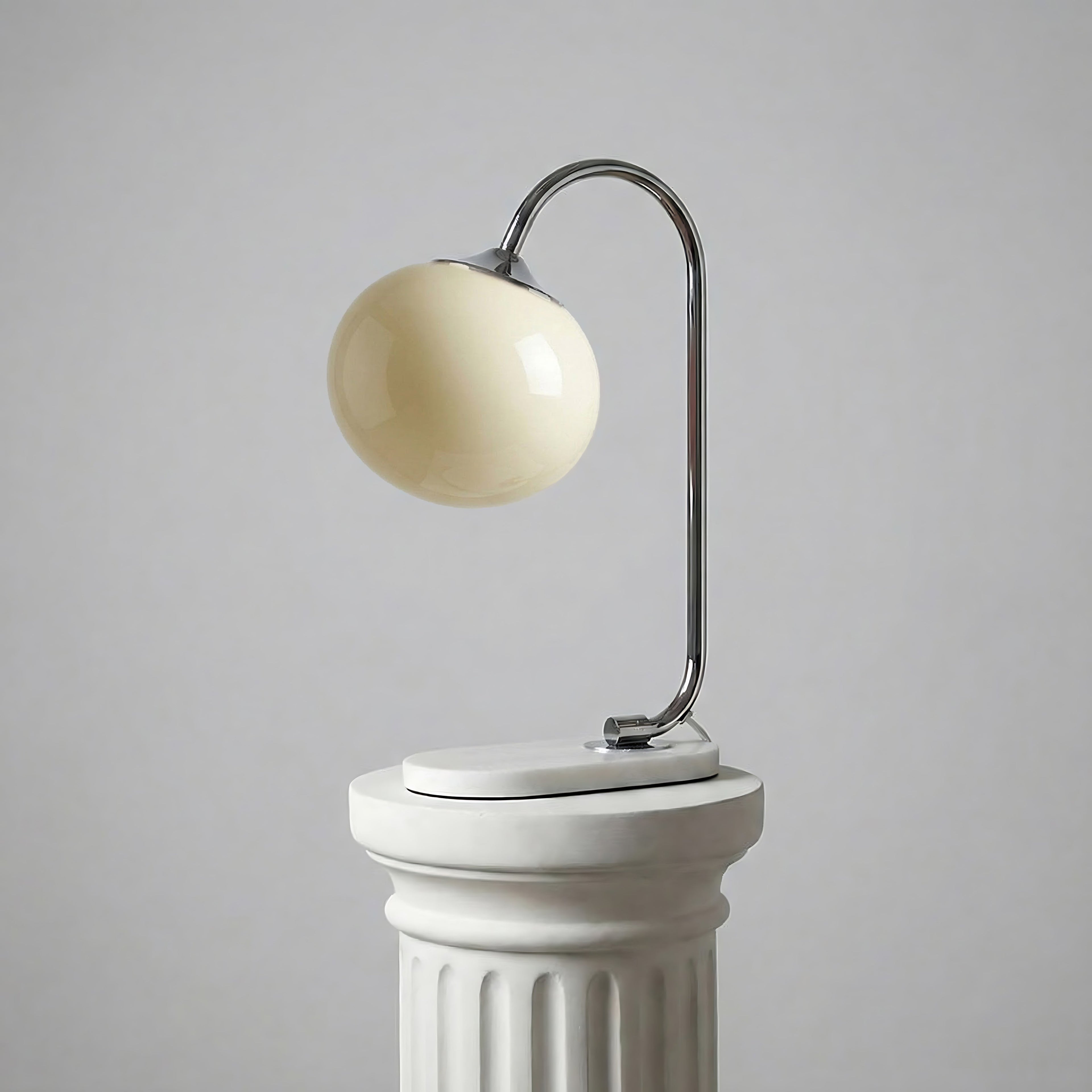 Frosted Glass Shade Marble Base Table Lamp