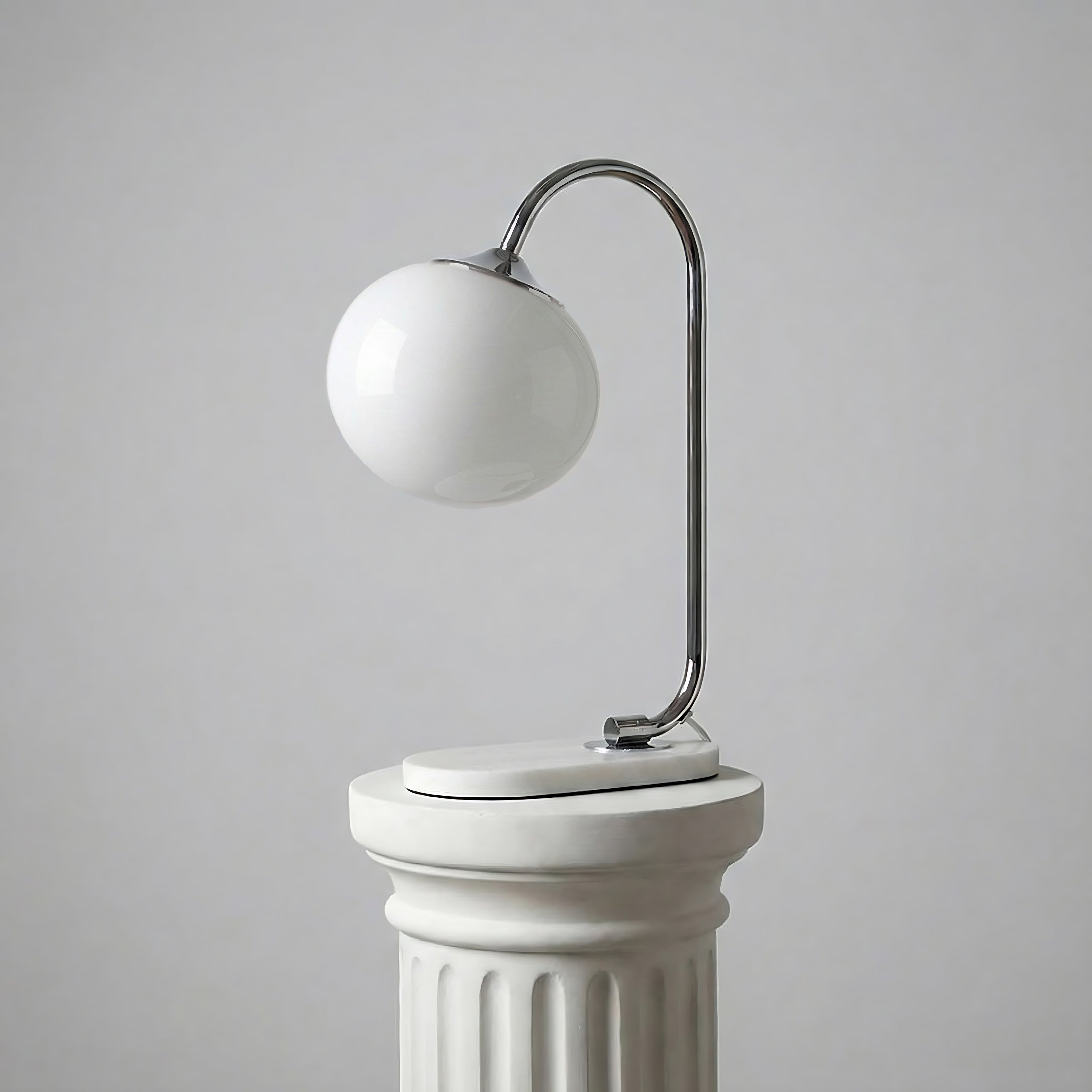 Frosted Glass Shade Marble Base Table Lamp