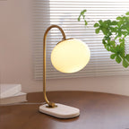 Frosted Glass Shade Marble Base Table Lamp