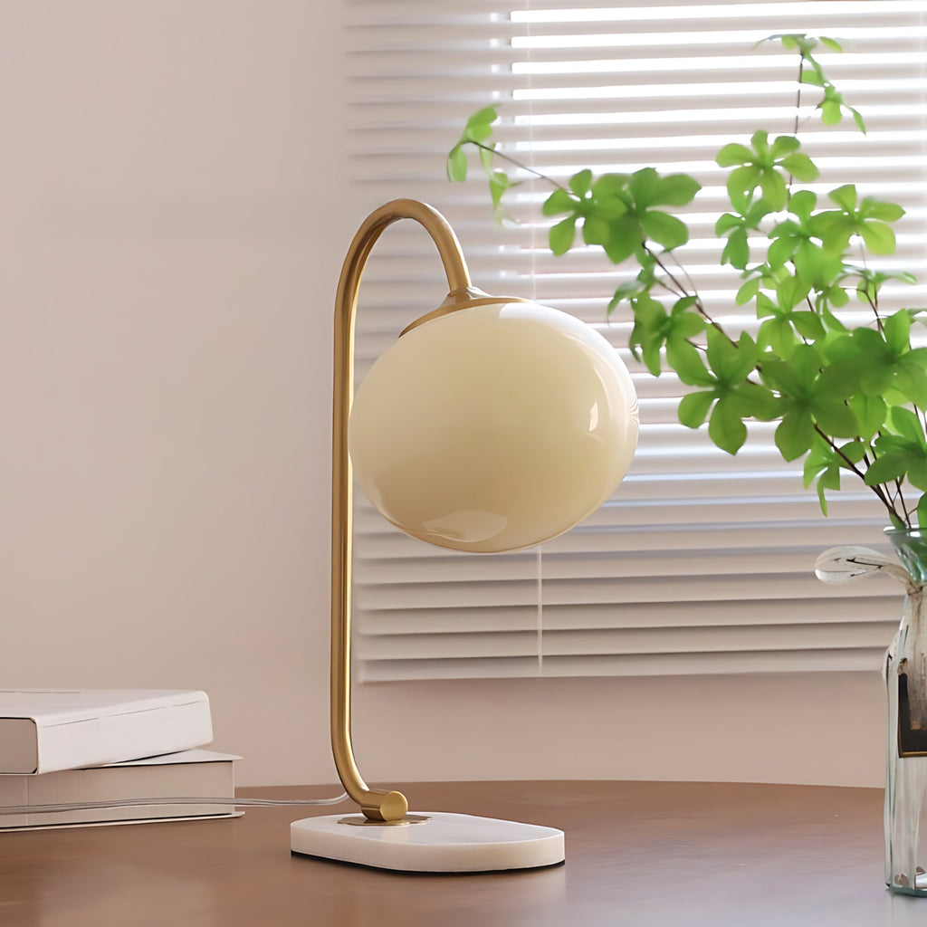Frosted Glass Shade Marble Base Table Lamp