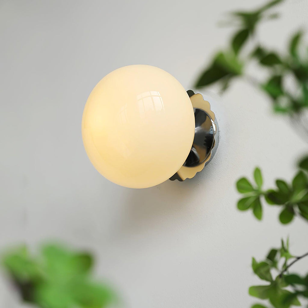 Vintage Brass Globe Glass Wall Sconce 1-Light