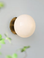 Vintage Brass Globe Glass Wall Sconce 1-Light