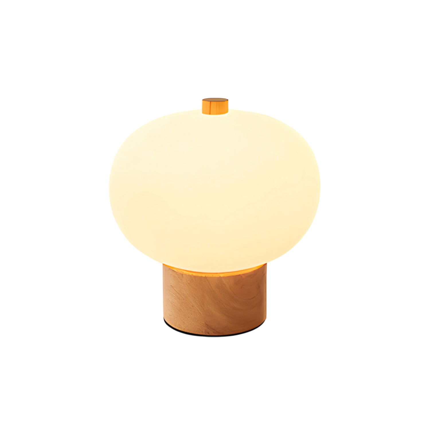 Opal Glass Pebble Wood Base Table Lamp