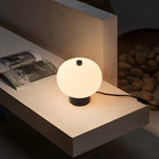 Opal Glass Pebble Wood Base Table Lamp